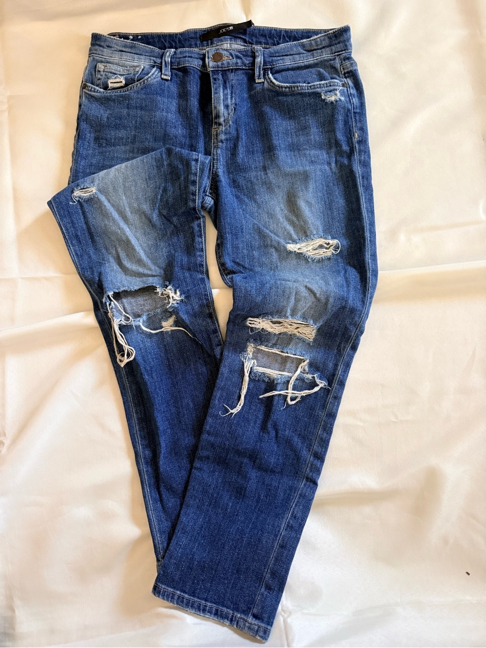 Joe's Jeans Distressed Blue Straight Leg Jeans